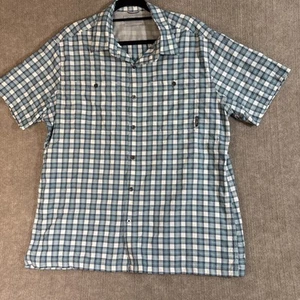 Eddie Bauer Shirt Pack It Tech Seersucker Plaid Button Up Short Sleeve Men’s Lg - Picture 1 of 9