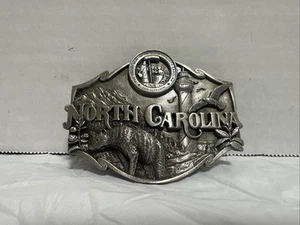 Vintage 1986 Siskiyou North Carolina Belt Buckle L55 with State Seal USA - Picture 1 of 12