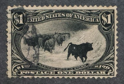 (US) 292 USED VF $1 TRANS-MISS CERTIF. REPERF - Image 1 of 3