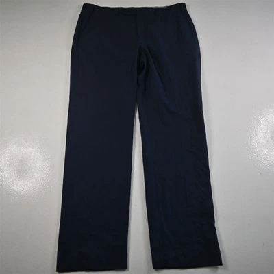 Pantalones para hombre Van Heusen 34x32 azul ojo de pájaro frente plano pierna recta Foto 1 de 4