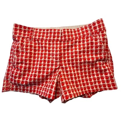 Pantalones Cortos J.Crew Estampado Manzana Talla 0 Rojo Blanco 100% Algodón Foto 1 de 4