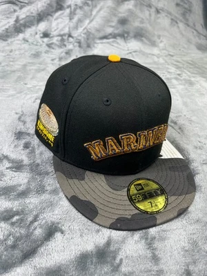 SEATTLE MARINERS Cap NEW ERA 59FIFTY Fitted Hat Size 7 1/8 Camo Amy Kingdome WA - Image 1 of 4