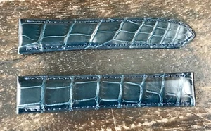 Banda de correa de cuero de cocodrilo CARTIER 20 x 18 mm azul 4A1FEP06 TANQUE/ - Imagen 1 de 12