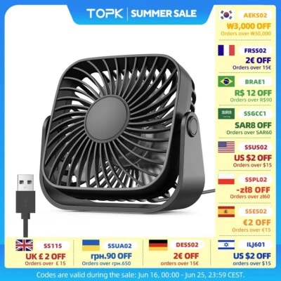 4 Inch USB Mini Portable Fan 3 Speed Quiet Desk Fan 360° Rotation Summer Gift - Image 1 of 4