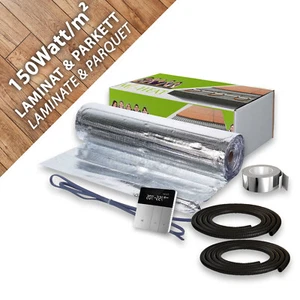 Elektrische Fußbodenheizung Alu Heizmatte Laminat Parkett 150W/m² Thermostat - Bild 1 von 204