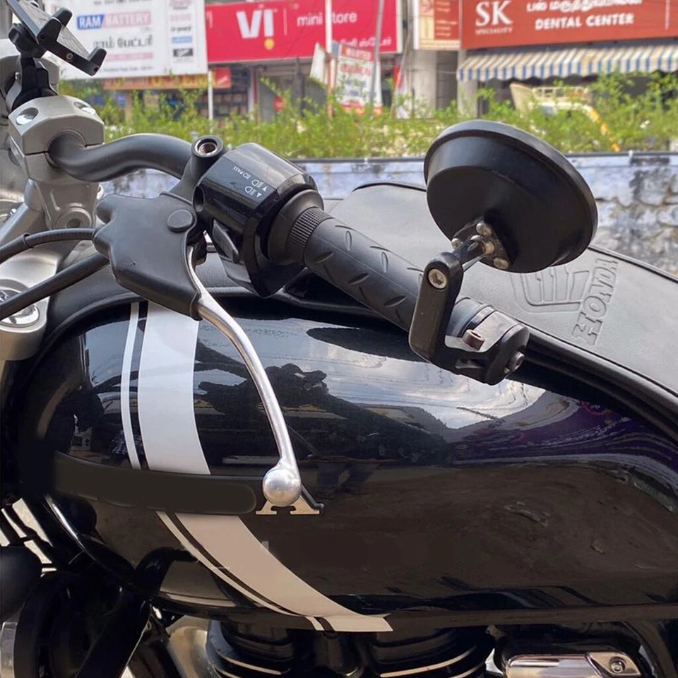 Espejos retro redondos negros para barra de motocicleta para Honda Yamaha Suzuki Café Racer Foto 1 de 4
