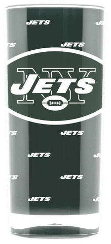NEW YORK JETS ~ (1) Squared Edge Acrylic Insulated Tumbler 16 oz Beer Glass Cover