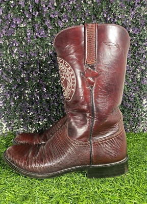 Vintage Lucchese Texas A & M Boots Mens Size 9.5 A Teju Lizard Red Hand Made - Image 1 of 4