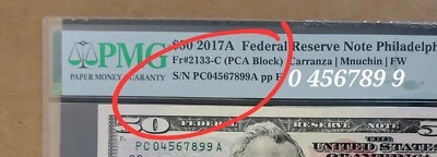 2017A 50$ Dollars FRN Philadelphia PMG 35 EPQ TOP POP fancy# almost Ascending # - Image 1 of 3