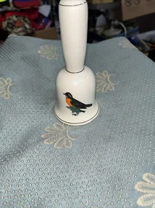 VINTAGE PORCELAIN BELL WITH BIRD PICTURE 1981 5 3/4 Tall 2 3/4 Wide - Picture 1 of 5