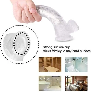 Dildo8 Inch Realistic Lifelike Big Real Dong Suction Cup Women Toy Lubricant - Picture 1 of 8