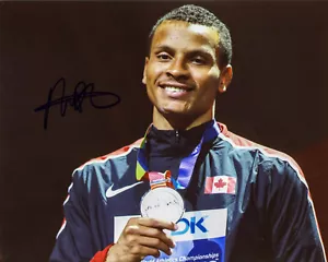 FOTO CANADÁ 100M SPRINTER ANDRE DE GRASSE FIRMADA 8x10 #3 TOKIO 2020 OLÍMPICOS - Imagen 1 de 3