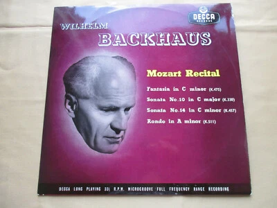 WILHELM BACKHAUS MOZART RECITAL 1956 DECCA MONO VINLY LP GLOSSY COVER  - Image 1 of 4