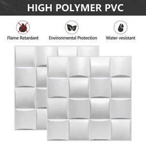 12/24/36pcs Waterproof 3D PVC Wall Panels Textures Tiles Wall Decor Fireproof - Picture 1 of 10