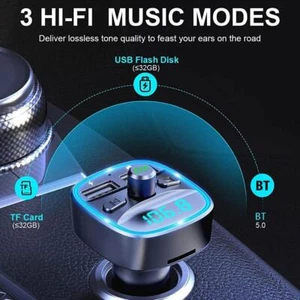 Bluetooth 5.0 Wireless Car FM Transmitter MP3 Player Charger Adapter Radio Fast~ - Picture 1 of 10