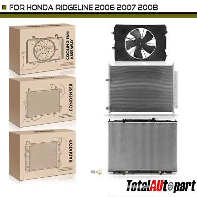 3x Kit de Radiador e Condensador AC e Ventilador de Refrigeração para Honda Ridgeline 2006-2008 3,5L - Imagem 1 de 4