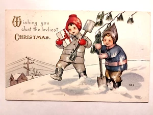Pala de nieve para niños de Navidad Margaret Evans precio en relieve DB postal sin publicar (1 - Imagen 1 de 4