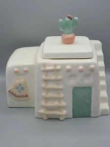 Vintage Treasure Craft Adobe House Cookie Jar Southwestern Pueblo Home - Picture 1 of 8