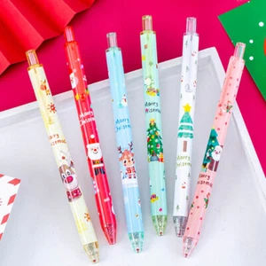 1/6Pcs 0.5mm Christmas Black Ink Retractable Pen Writing Supplies Signature Pen - Zdjęcie 1 z 15