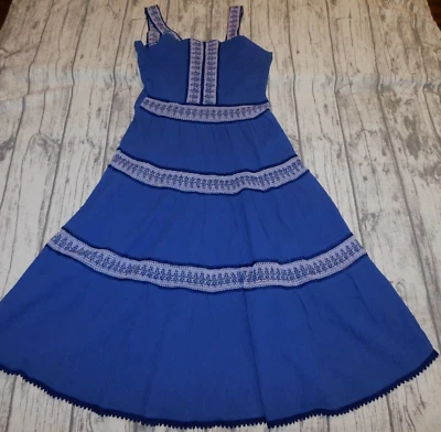 VESTIDO DE COLECCIÓN AÑOS 70 ARRUGADO EN CAPAS VERANO HIPPIE BOHO ELÁSTICO ENCAJE ESPALDA ELÁSTICO S Foto 1 de 4