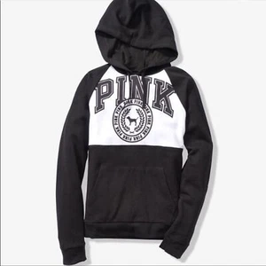 Victoria’s Secret PINK Blk/White Colorblock Hoodie - Picture 1 of 1