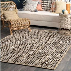 Jute Rug Handmade Carpet 100%Natural Area Jute Rug Braided Living Decor Modern - Picture 1 of 6