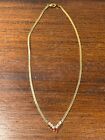 Jewelry Chain Golden With Pendant Golden and Stone Red Length 8 11/16in (9-15)