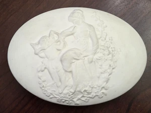 Vintage Zavori Mold Grecian Lady Angel Ceramic Trinket Box 7" - Picture 1 of 6