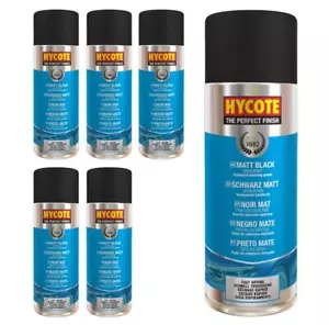 Hycote Colour Spray Paint XUK027 Matt Black 400ml x 6 - Picture 1 of 9