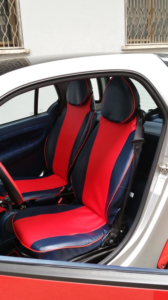 FODERE SEDILI AUTO SMART FORTWO - ROADSTER 2000/2007 SIMILPELLE ROSSA + BLU - Imagen 1 de 1