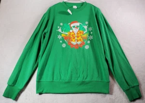 Christmas Sweatshirt Womens Size Small Green Knit Cotton Long Sleeve Crew Neck - Picture 1 of 7
