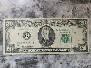 1969g Twenty Dollar Federal Reserve Note C Series - Vintage - Rare - Picture 1 of 2