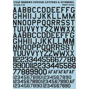 Decalcomania aereo 1:32 USAF moderno stencil lettere-numeri stampa nera scala 32-003 - Foto 1 di 24