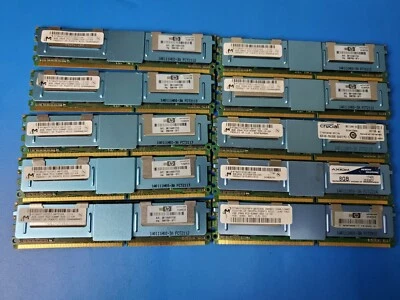 Lot of 9 + 1 Micron 8GB 2Rx4 PC2-5300F-555-12 E0 MT36HTF1G72FZ-667C1D6 (76 GB) - Image 1 of 2