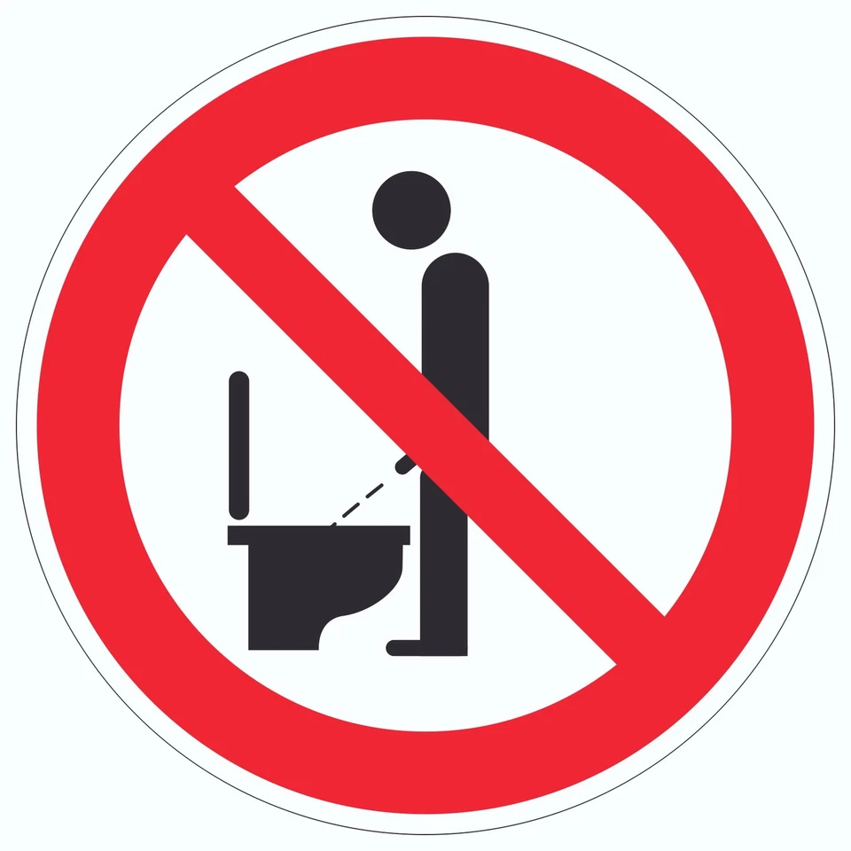 Bitte im Sitzen pinkeln Symbol Aufkleber Kreis - Bild 1 von 1