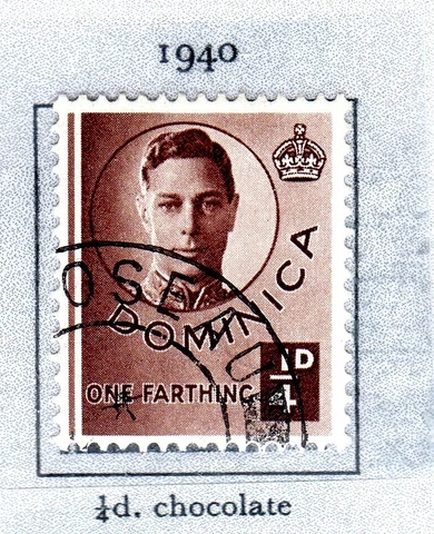 DOMINICA   1942-- sg 109a  - 1/4d- value  - USED  + cv £3.00 Cover