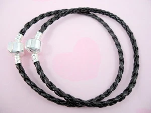 10pcs Black Charm Leather Bracelets Fit European Beads 20cm P11-7 - Picture 1 of 4