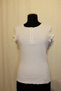 BLOOM breit geripptes figurbetontes Kurzarm Shirt T-Shirt shortsleeve weiß NEU - Picture 1 of 3