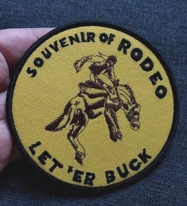 Yellow ~ LET'ER BUCK SOUVENIR of RODEO ~ NFR Pro Rodeo Cowboy Embroidered Patch - Picture 1 of 4