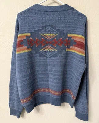 Pendelton Aztec Print Sweater Pullover V-neck size L 100% Cotton Excellent - Image 1 of 4
