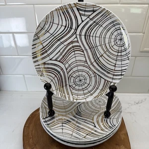 6-West Elm David Stark Wood Slices Salad/Dessert/Lunch Plates 8.75” - Picture 1 of 24