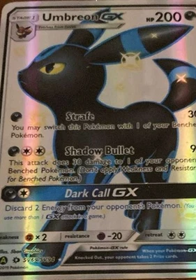 Pokémon Umbreon GX TCG SV69/SV94 Hidden Fates Shiny Vault Holo Rare DMG - Image 1 of 2