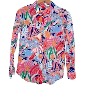 TALBOTS | Women’s Vibrant Floral Button-Down Shirt Blouse size M Long Sleeves - Picture 1 of 11