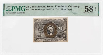 Fr. 1290, 25c, US Fractional Currency-Second Issue , PMG 58EPQ - Image 1 of 4