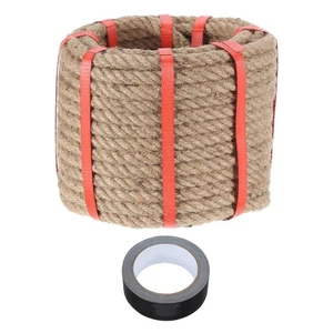0.6 Inch x 66ft Heavy Thick Natural Jute Rope Twine Rope with Black Tape - Imagen 1 de 6