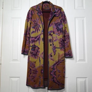 Conjunto boho abrigo tejido jacquard floral marrón mediano Peruvian Connection para mujer - Imagen 1 de 11