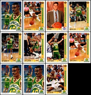 Lote de cartas 1991 Upper Deck Seattle SuperSonics (11) - edición limitada - un verdadero... Foto 1 de 2