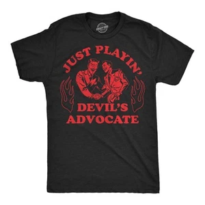 Mens Funny T Shirts Just Playing Devils Advocate Sarcastic Satan Graphic Novelty - Picture 1 of 7