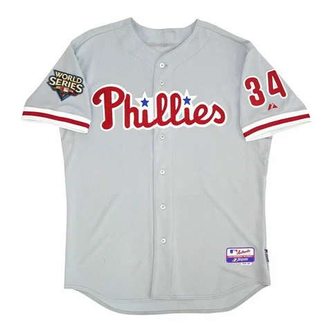 Authentic Majestic CLIFF LEE 48 XL PHILADELPHIA PHILLIES GRAY COOL BASE JERSEY Cover