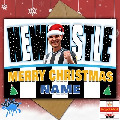 BIG SPLASH DESIGNS Newcastle United Personalised Christmas Card Any Name OR Relative